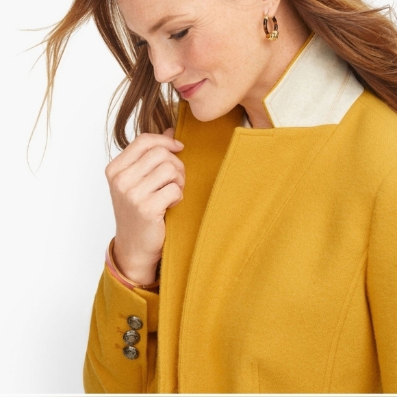 Talbots Classic Shetland Blazer Yellow Mustard Wool Office Women's Size 22WP - Picture 3 of 12